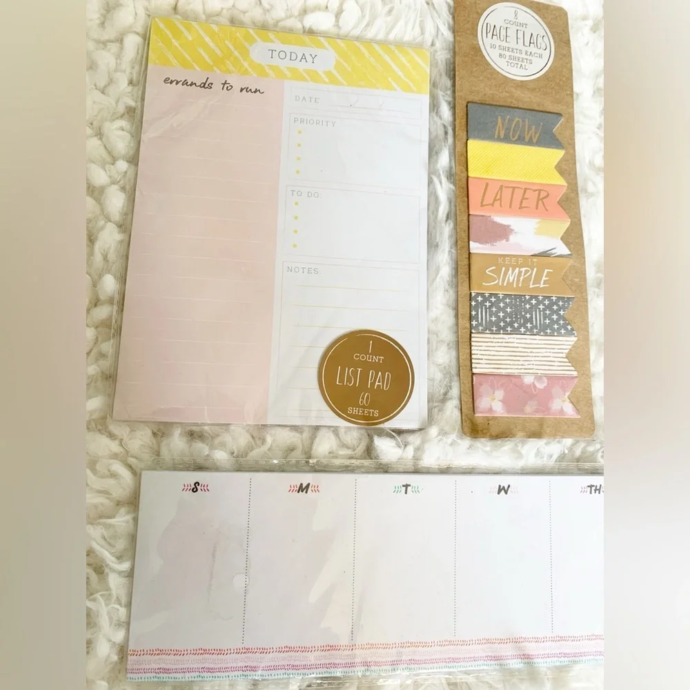 New Colorful Organize Plan Page Flags Stationery Set with Palm Tree Pen